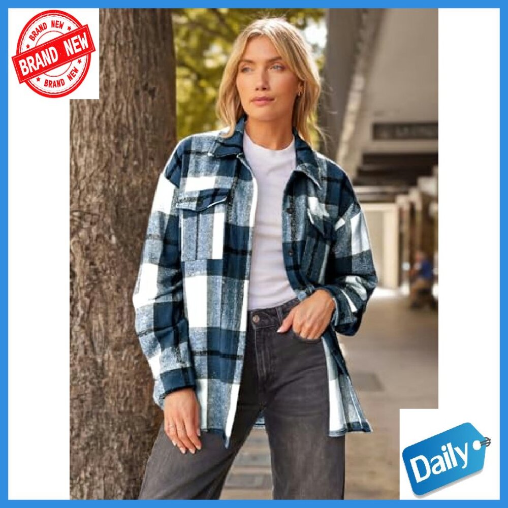 Soft Flannel Shacket Plaid Button Down Shirt Midw… - image 3